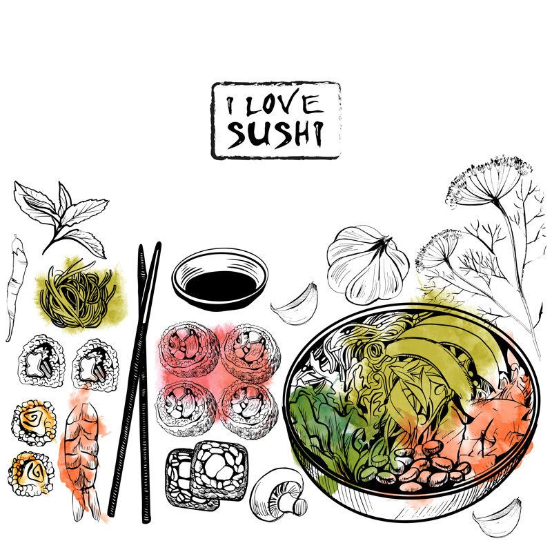 Sushi - Wrapped Canvas Print, 30cm H x 30cm W x 3.8cm D