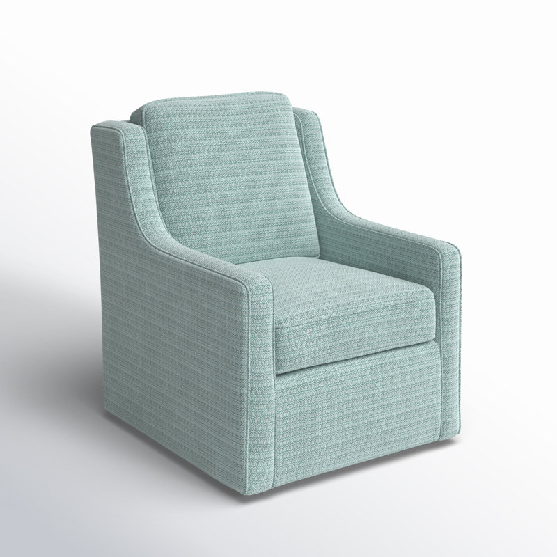 Harris Upholstered Swivel Armchair, Dusty Aqua Chevron Microfiber