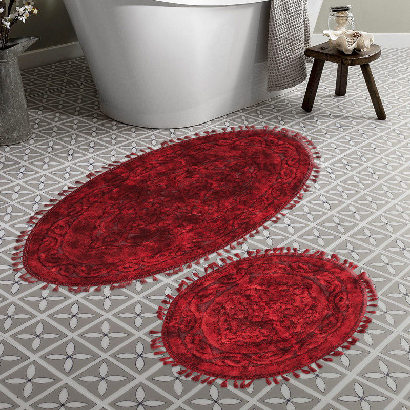 Ensemble de tapis de bain de luxe (2 pièces), 19,7 po x 23,6 po et 23,6 po x 39,4 po | 100% coton, hauteur des poils de 5 mm, dessous antidérapant | Lavable à la machine, ultra-absorbant, parfait pour les salles de bain élégantes