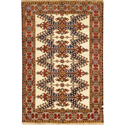 Hand-Knotted High-Quality Cream and Red Area Rug