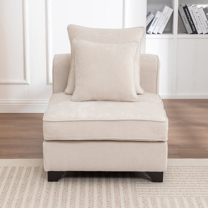 Bennett Upholstered Armless Chair, Beige