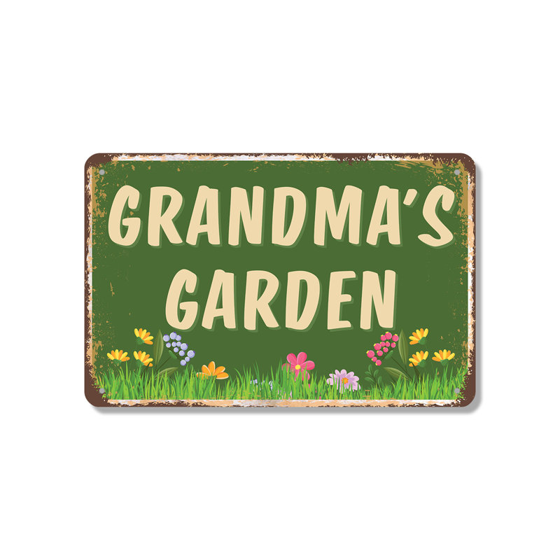 Enseigne de fantaisie en aluminium 18 po x 24 po Grandma's Garden
