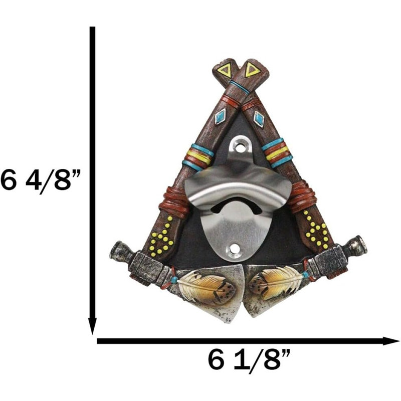 Ouvre-bouteille mural tribal indien Southwestern Feathers