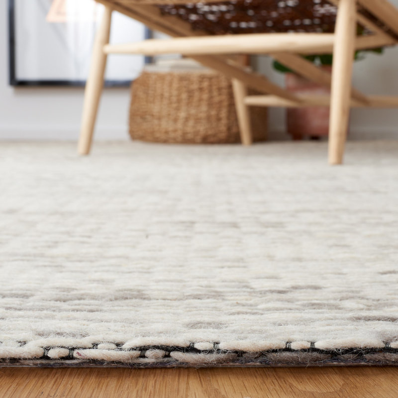 Aon Handwoven Wool Gray/Beige Area Rug, Runner 2'3" x 8'