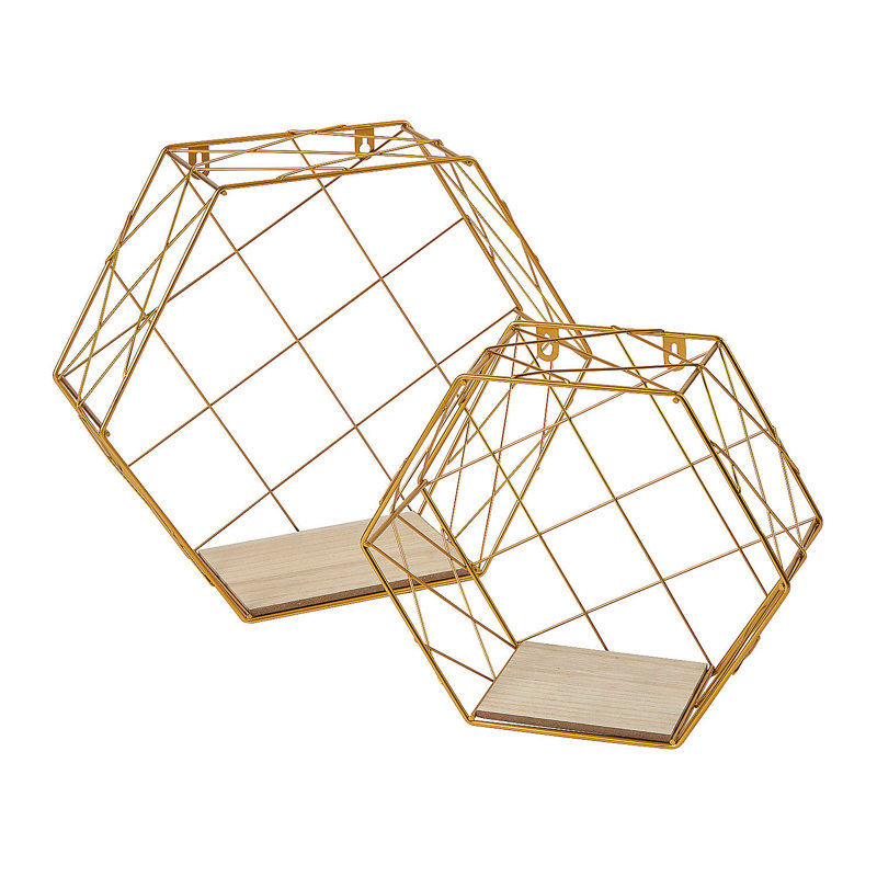 Ireles 2 Piece Hexagon Metal Accent Shelf