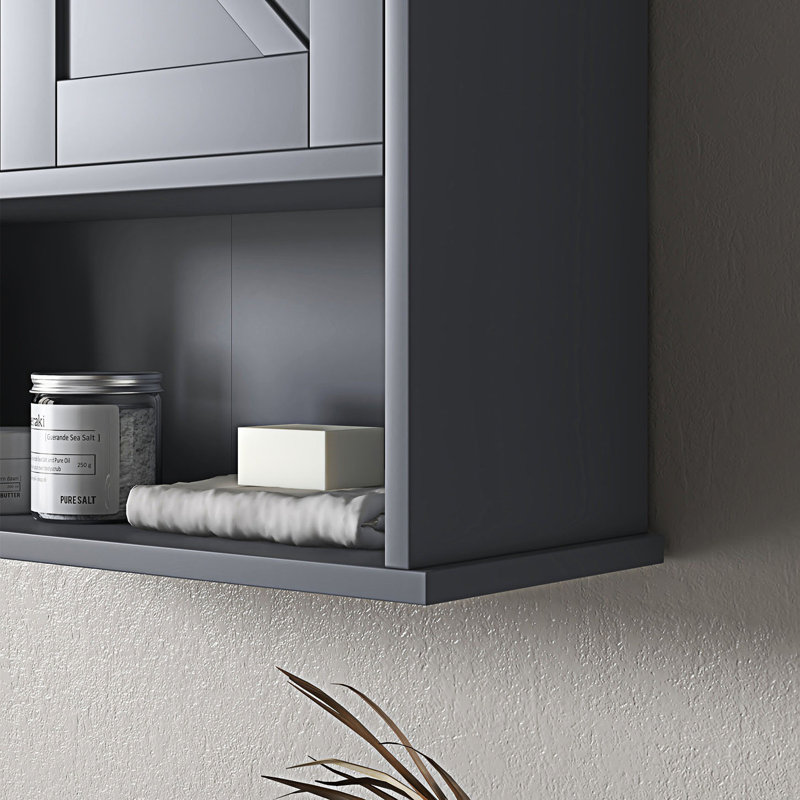 Modern Farmhouse Bathroom Wall Cabinet, Wall Mounted Medicine Cabinet With Open Shelf
