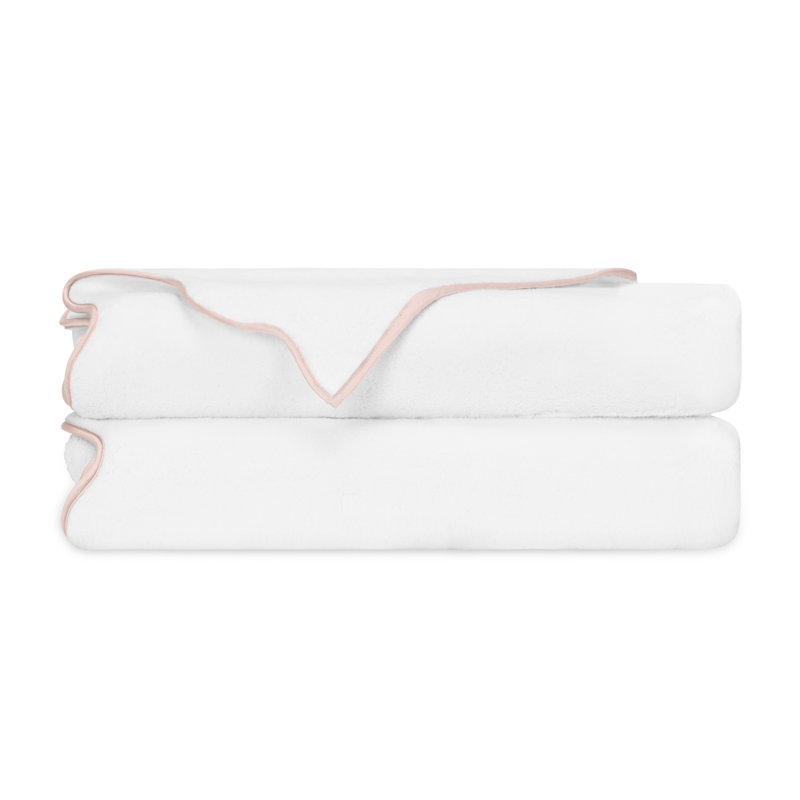 Antalya Turkish Cotton Bath Towel, White/Lt Pink, 2 Pack - Bath Tower