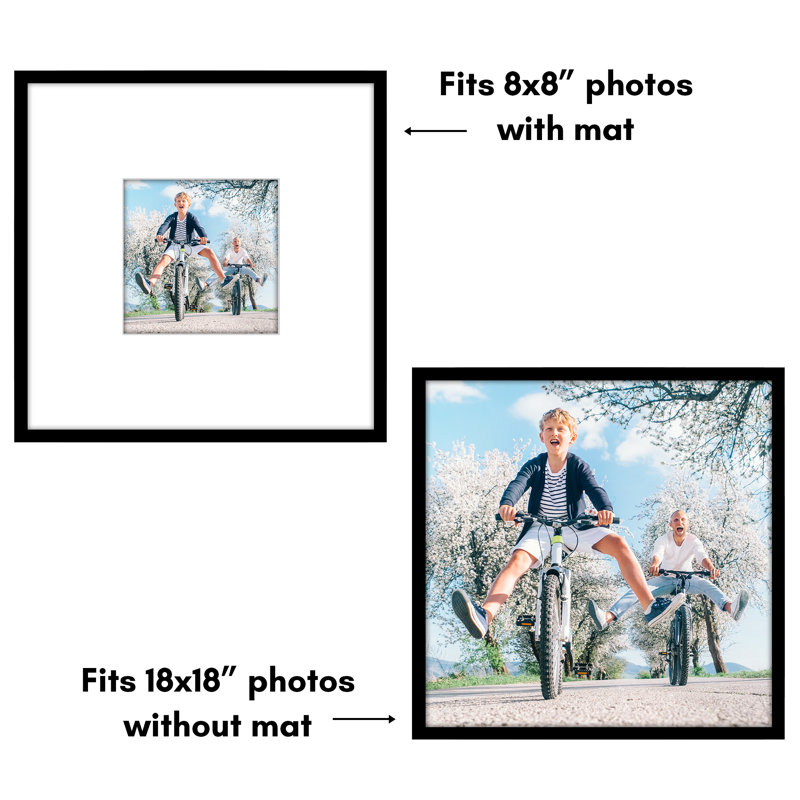 Picture Frame with Oversized Mat - Gallery-Style Frames for Photos or Artwork - Multiple Sizes, 18" x 18", 8" x 8"