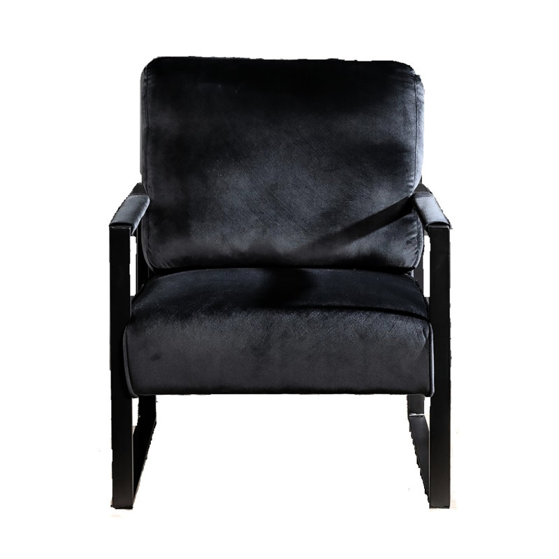 Chaise avec accoudoirs en microfibre Camel, Noir