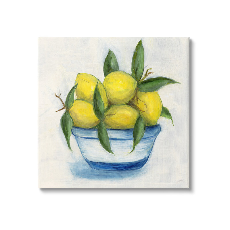 "Peinture traditionnelle de citrons" par Marilyn Dunlap sur toile, H 17 po x l 17 po