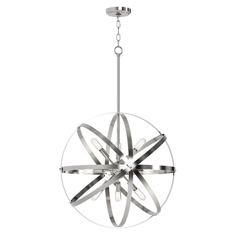 Kaston 9-Light 22” Wide Sphere Pendant Chandelier, Brushed Nickel