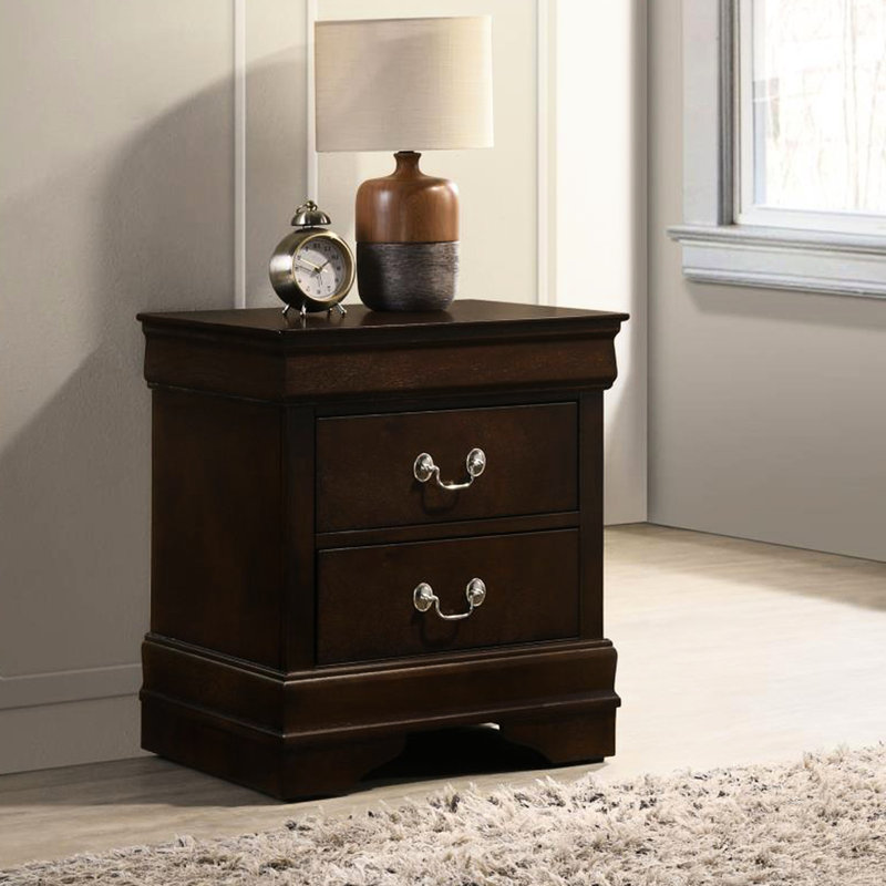Table de chevet de chambre à coucher avec 2 tiroirs, tiroirs d'apparence cappuccino séduisants pour la décoration