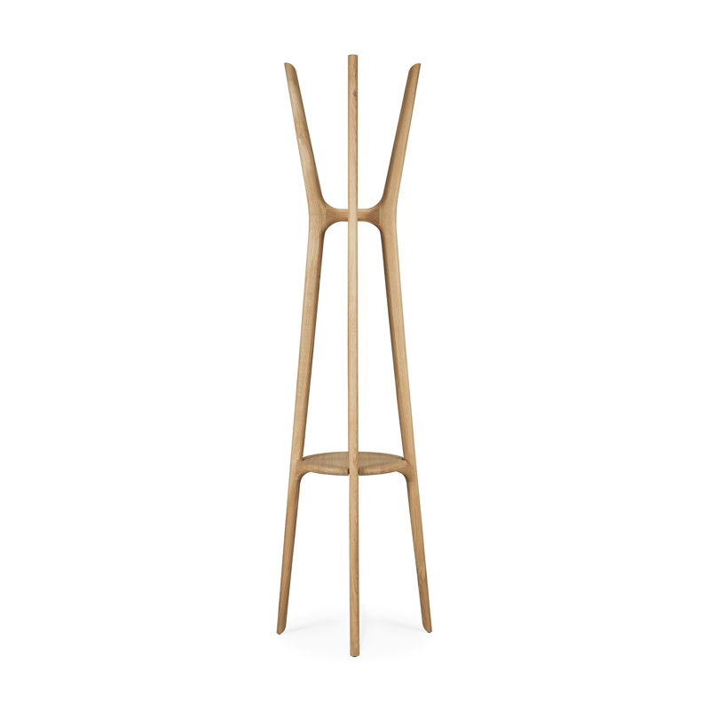 PI Solid Wood 4 - Hook Freestanding Coat Rack, Natural