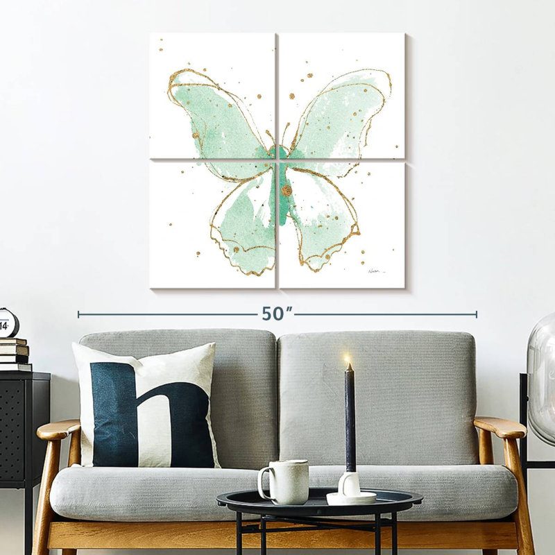 Papillons dorés Brampt menthe, H 32 po x l 32 po
