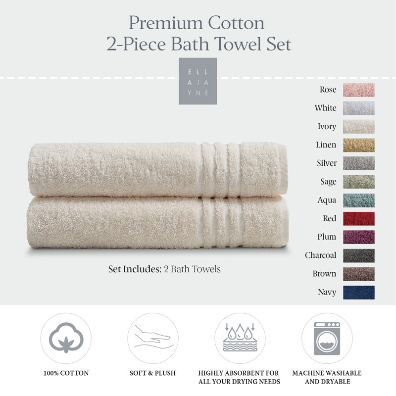 Cotton Body Towel (Set of Two), Ivory