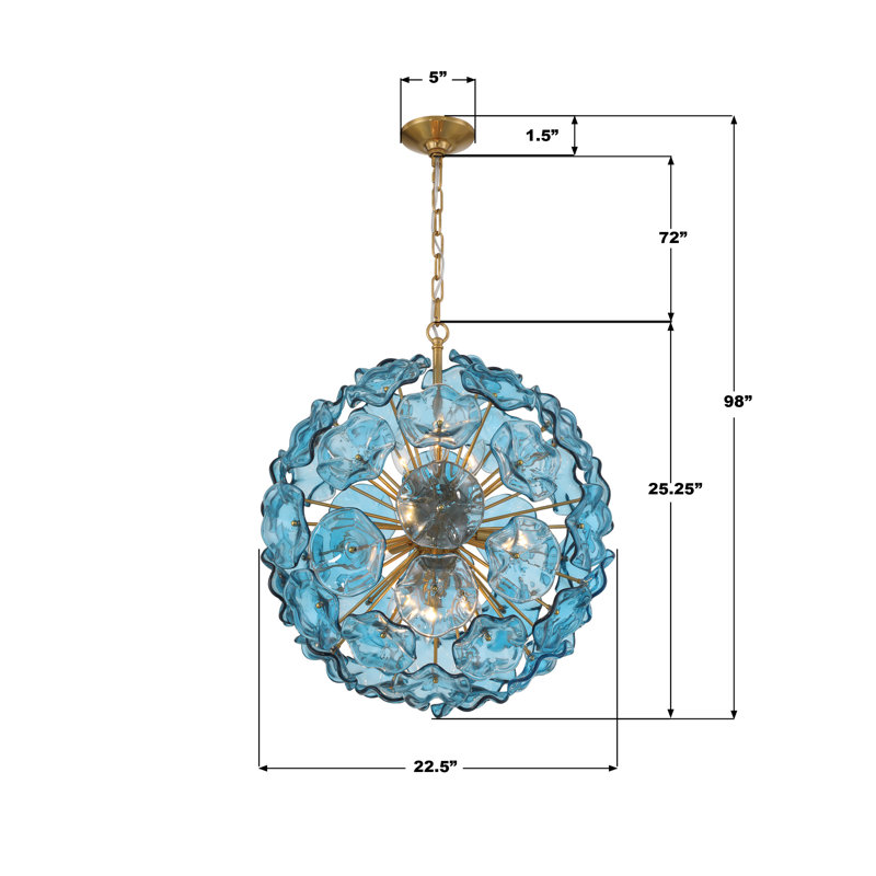 Cailynne 22.5" Aged Brass Chandelier, Blue