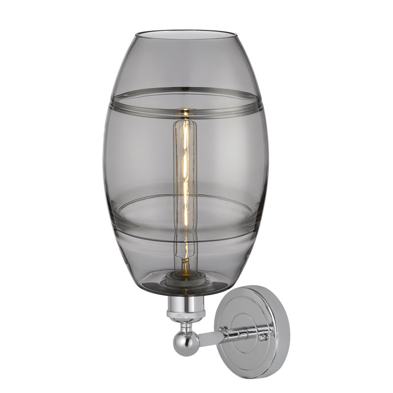 Bettylou Steel Armed Sconce, Polished Chrome, Light Smoke, 12.13" H x 8" W x 8.5" D