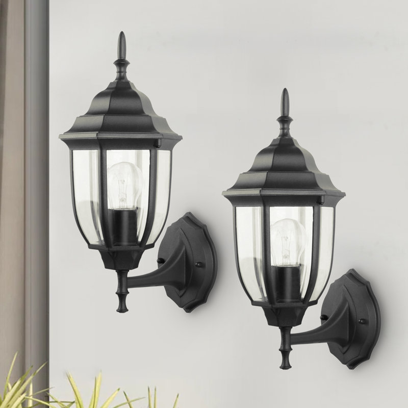 Shayna Aluminum Rust Resistant Waterproof 15"H Black Outdoor Wall Lantern