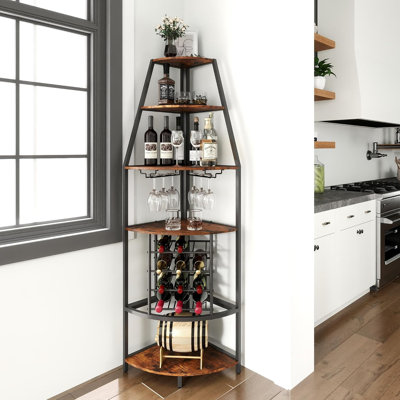 Wine Bottle & Glass Rack in Black