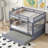 Full Over Full Rubber Wood Bunk Bed with Trundle and Convertible Design-1809167434