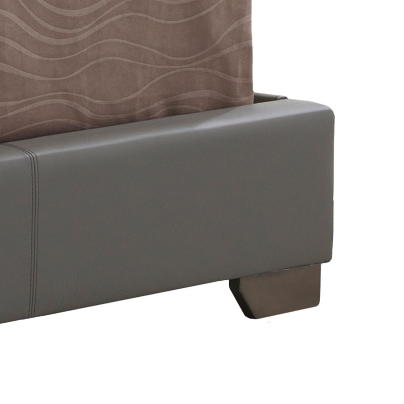 Upholstered Low Profile Standard Bed, Twin, Gray