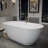 60" x 28.74" Acrylic Freestanding Bathtub, Oval Deep Soaking Bathtub with Center Pop-up Drain & Integrated Overflow for Bathroom Spa, Glossy White-87147523