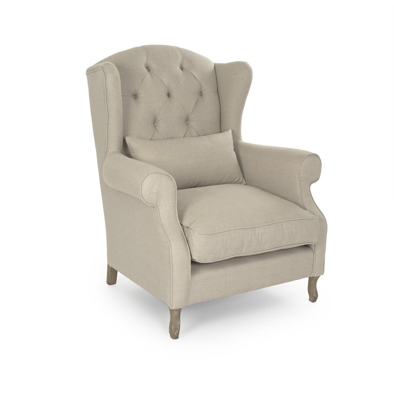 Fauteuil à oreilles capitonné en lin 36 po Dowty
