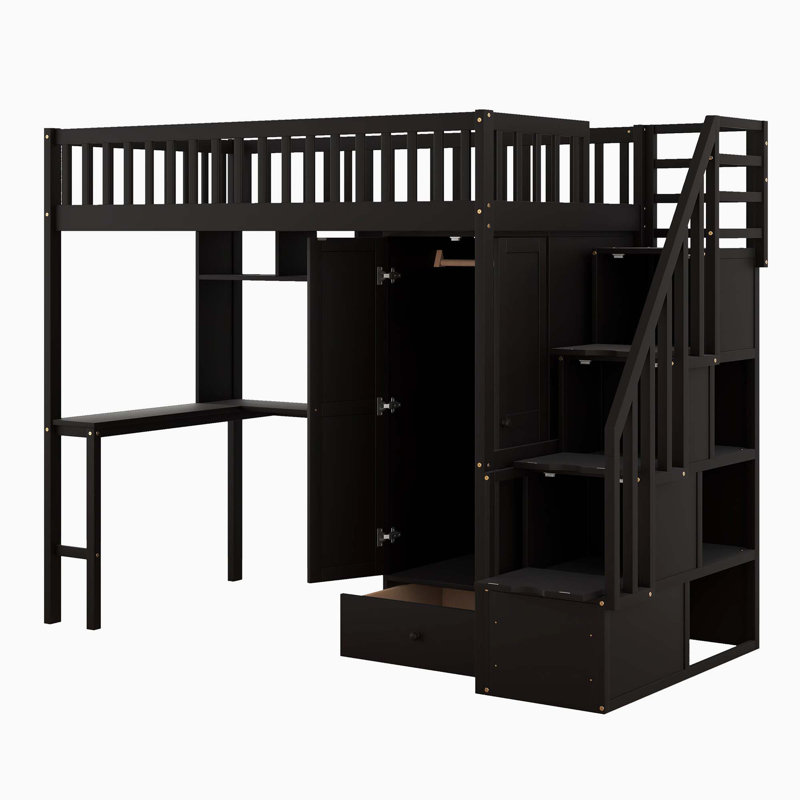 Lit mezzanine simple Hazari Kids, Espresso