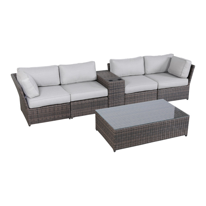 Elodie Wicker Fully Assembled 4 - Person Seating Group with Cushions