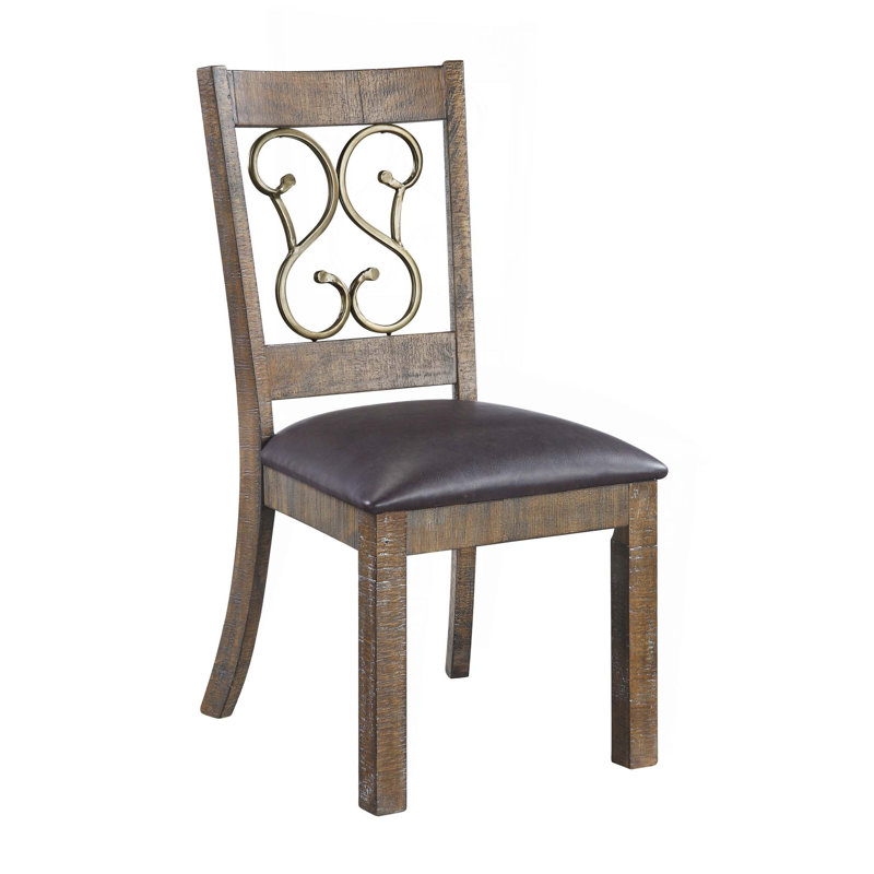 Chaise d'appoint en cuir synthétique noir et cerisier vieilli Raphaela, ensemble de 2