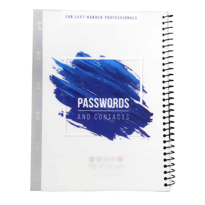 Grand cahier de mots de passe, Bleu gaucher