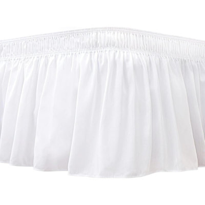 Wrap Around Bed Skirts For Queen Beds 15" Drop Adjustable Elastic Dust Ruffles Easy Fit Wrinkle & Fade Resistant Silky Luxurious Fabric Machine Washable