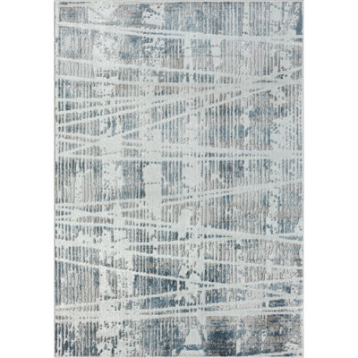 Tapis ivoire / bleu / gris Carrle