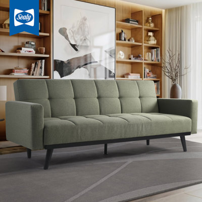 Sealy Cupertino Sofa Convertible With Solid Wood Legs In Espresso