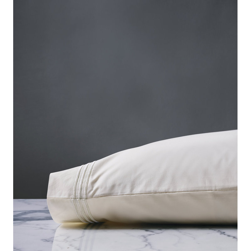 Tessa Egyptian Cotton Pillowcase, Ivory/White, Queen Pillowcase