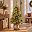Sapin de Noël artificiel vert / blanc 4 pi avec 100 lumières blanc chaud et base de lanterne (ensemble de 2)