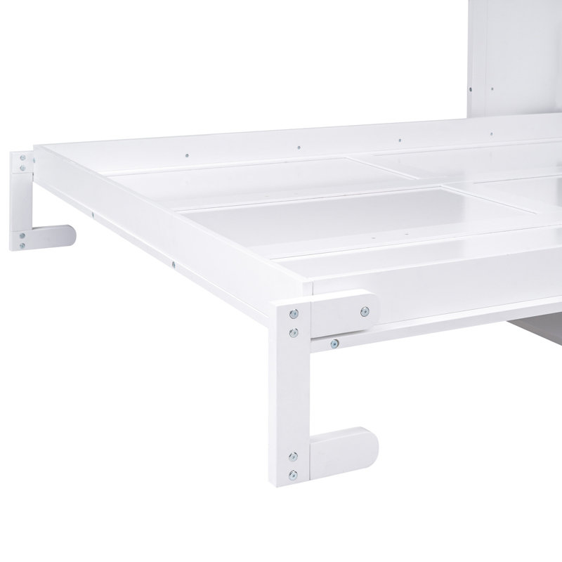 Grand lit avec tablette de bureau, blanc - idéal pour le travail et le repos