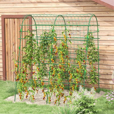 81" Tall Arch Trellis For Climbing Plants, , With Plastic Coated Steel Frame, Ideal Cucumbers And Zucchini Cucumber Trellis, 6.8' Outdoor Support Peas, Grapes Other Plants