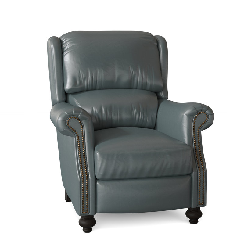 Bancroft Recliner, Aline Fumo Genuine Leather, Cobblestone, French Natural