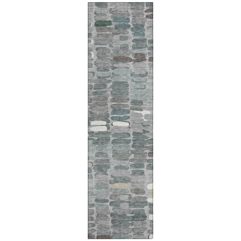 Machine Washable Indoor/Outdoor Molewski ACN2349 Abstract Rug, Runner 2'3" x 7'6"