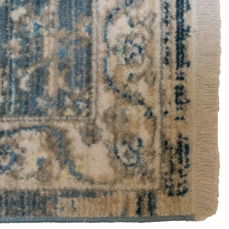 Machine Made Polyester Area Rugs -Rectangle | Gray Blue Color, Oriental Design, Low Pile Machine Made Area Rugs for Living Room, Bed Room