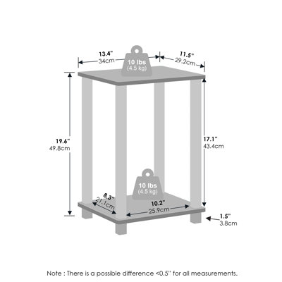 34.04cm W Plastic Bedside Table