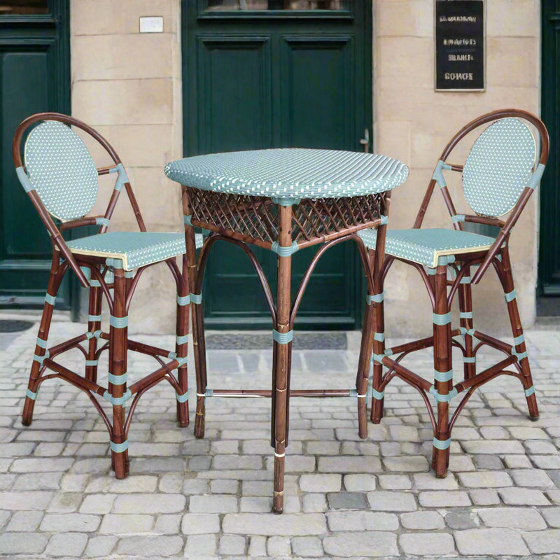 Minturn Round Outdoor Bistro Table , 27.5'' in. W 27.5'' in. D, Blue