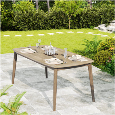 Table de salle à manger durable en bois d'acacia pour 8 personnes, idéale pour les rassemblements de patio et de jardin avec une capacité de poids élevée
