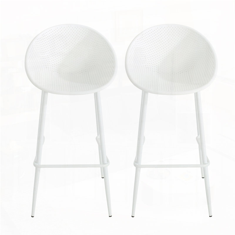 Tabouret de bar d'extérieur, Blanc, Blanc