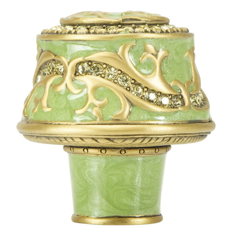 PORTLAND KNOB; EVERGREEN; DECORATED WITH SWAROVSKI® PERIDOT CRYSTAL; MUSEUM GOLD, Gold/Green