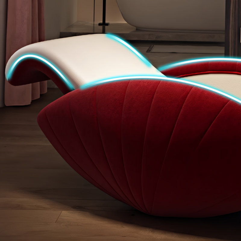 Chaise berçante moderne rembourrée, Blanc / rouge