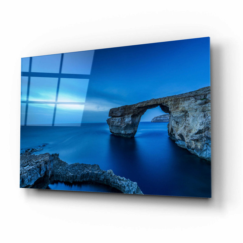 Art mural en verre Dovecove «Cobalt Gate» par Edin Chavez, H 12 po x l 16 po x P 0,13 po