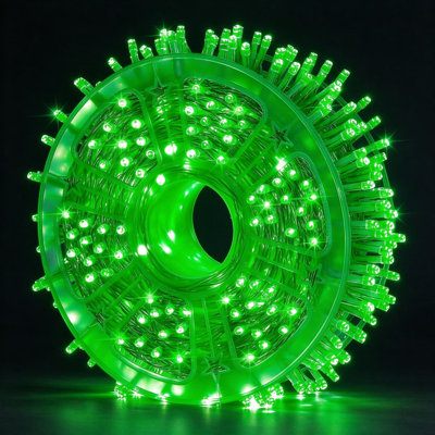 Lumières de Noël vertes extérieures d'intérieur avec télécommande, guirlandes de lumières DEL à brancher avec minuterie et modes, décoration de Noël en fil de fer transparent pour la fête dans le jardin
