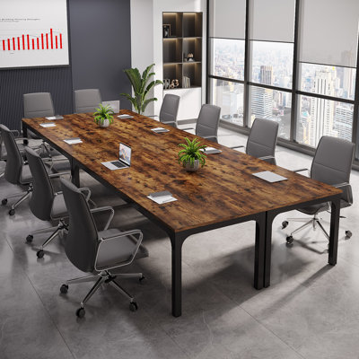 Tellaro 13FT Conference Table, Meeting Tables with Engineered Wood and Metal Legs